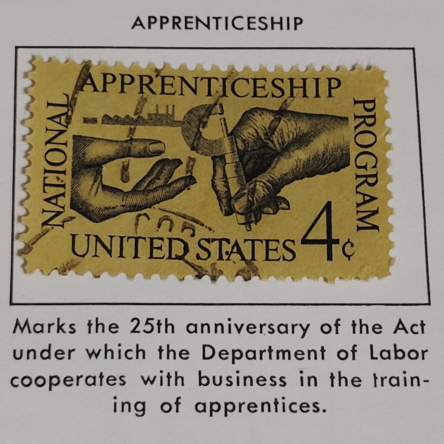 1962 National Apprenticeship Stamp – 4¢ – Used – Scott #1201 – Industrial
