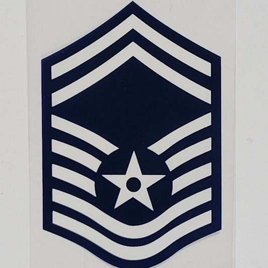 USAF Senior Master Sergeant (E-8) Mylar Vinyl Window Decal 2.25" x 3.25"  D86-AF