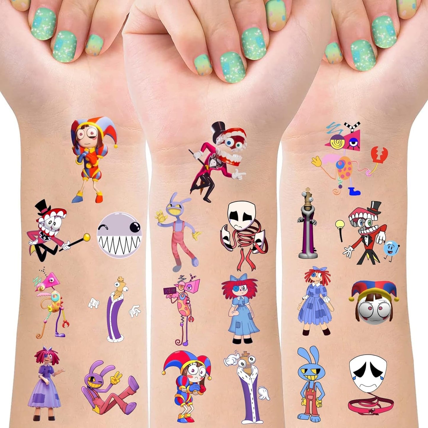 Amazing Digital Circus Temporary Tattoos – 8 Sheets Party Favors for Kids – NIP