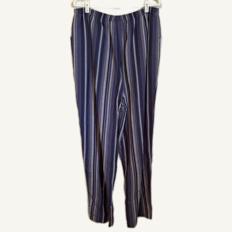 Blair Women's 2-Piece Tunic Top & Striped Pants Set Indigo Blue Size L