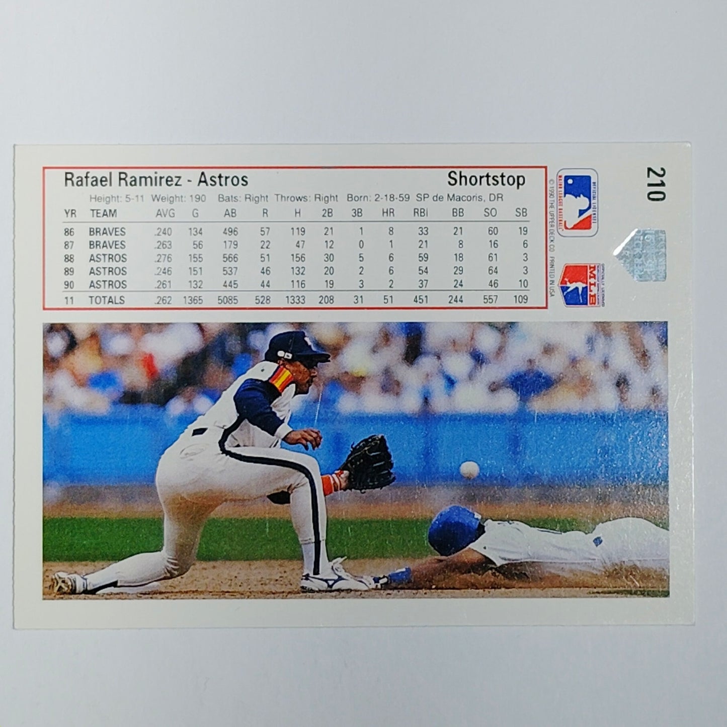 1991 Upper Deck Rafael Ramirez #210 Houston Astros Shortstop - VG/EX