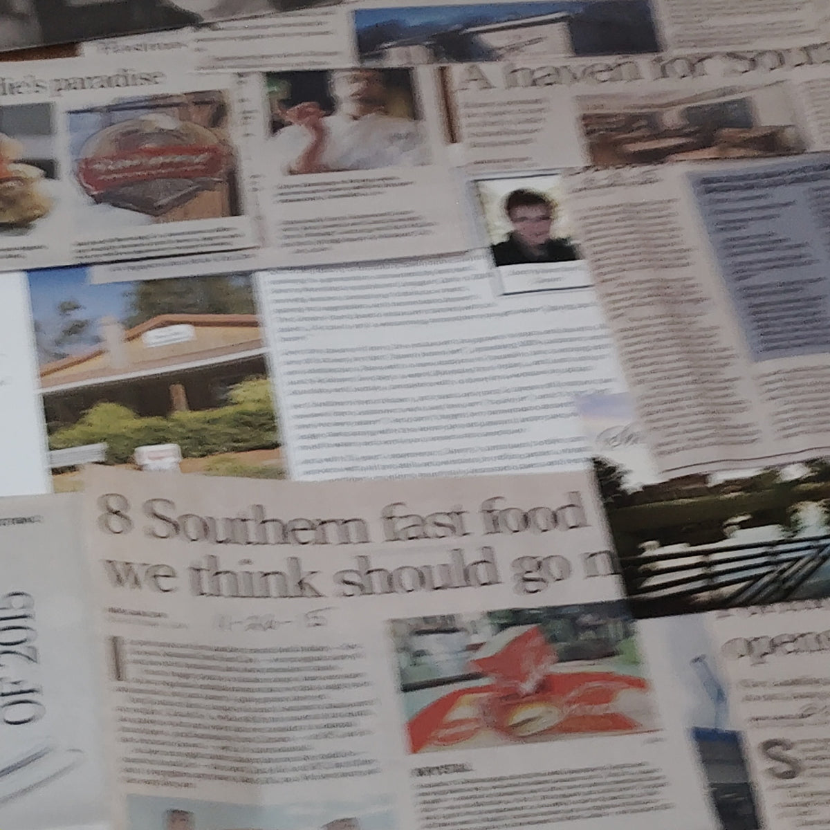 2015 Alabama Restaurant Newspaper Clippings Ephemera Collection - Local Dining