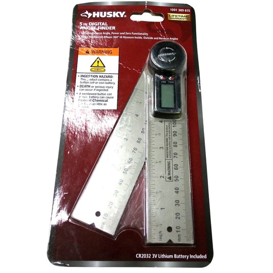 Husky 5 in. Digital Angle Finder Protractor 822H Stainless Steel Reverse