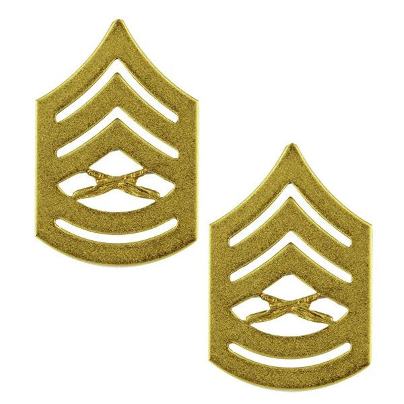 USMC Gunnery Sergeant Chevron – Satin Gold – 7/8" × 1.25" – Pair