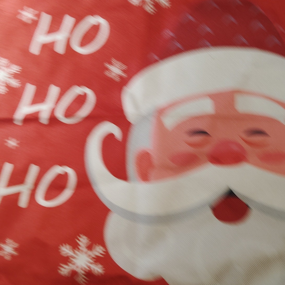 Christmas Throw Pillow Cover – Santa “HO HO HO” Design, 17.5" Square, Plain Back