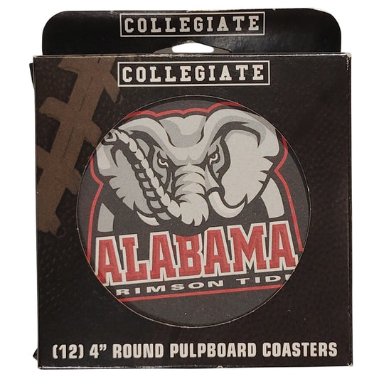 Vintage University of Alabama Collegiate Coasters - 4" Round Pulpboard - 12 Ct. - Crimson Tide Logo