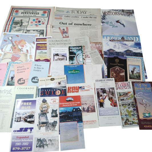 2002 Colorado Vacation Ephemera Lot - Steamboat Springs, Golden Brochures & Maps