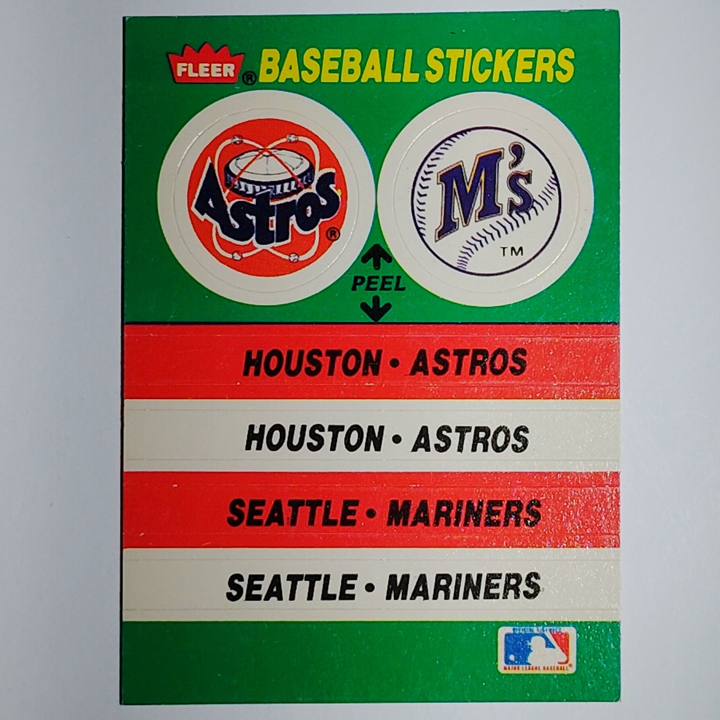 1987 Fleer Team Sticker Astros/Mariners - Reverse: Oakland-Alameda Stadium VG/EX