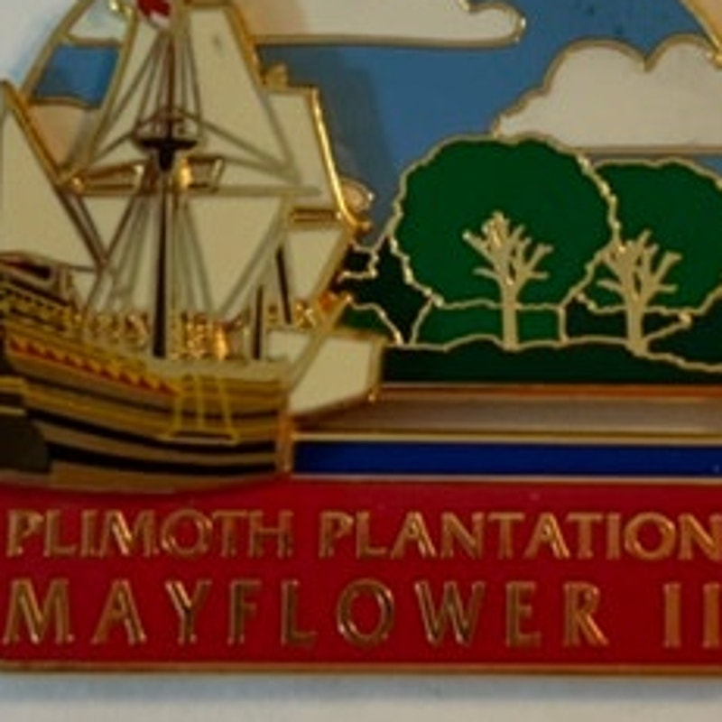 Plimoth Plantation Mayflower II Kinetic Metal Enamel Magnet Slider Ship 1.5x1.5