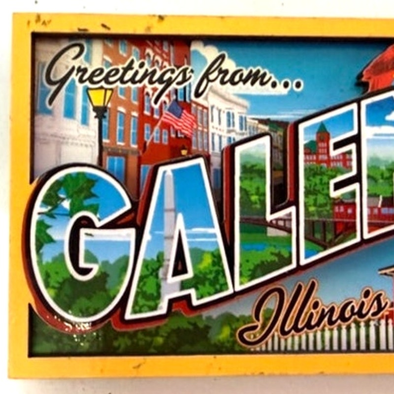 Greetings From Galena Illinois Magnet 3‑D MDF Large Letter Style 3" × 2"