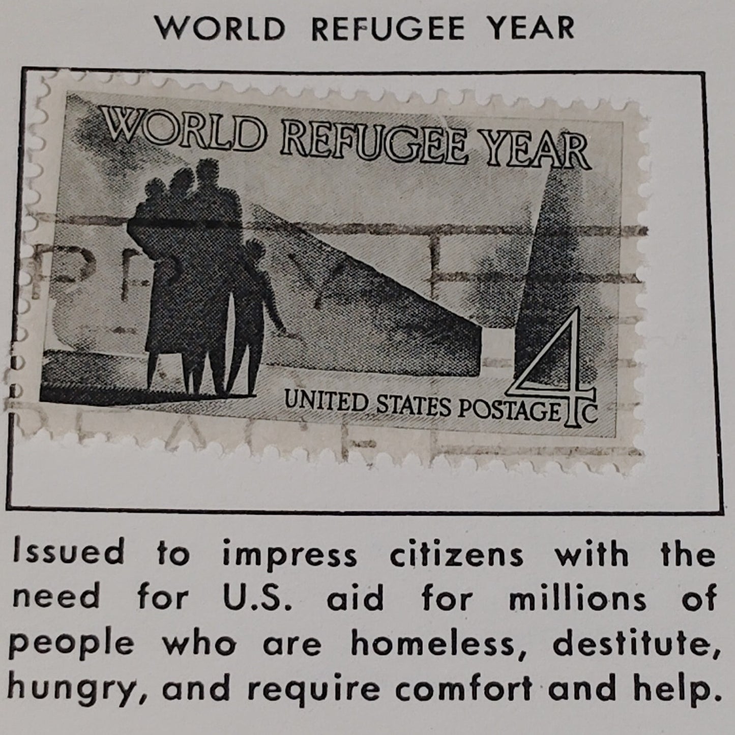 1960 Scott #1147 – 4¢ World Refugee Year / United Nations Solidarity – Canceled