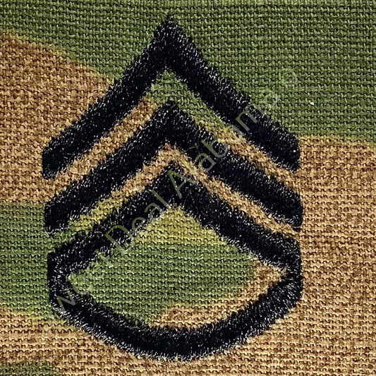 U.S. Army Staff Sergeant OCP Rank Slip-On Uniform Insignia, Multi-Camo, 2x2