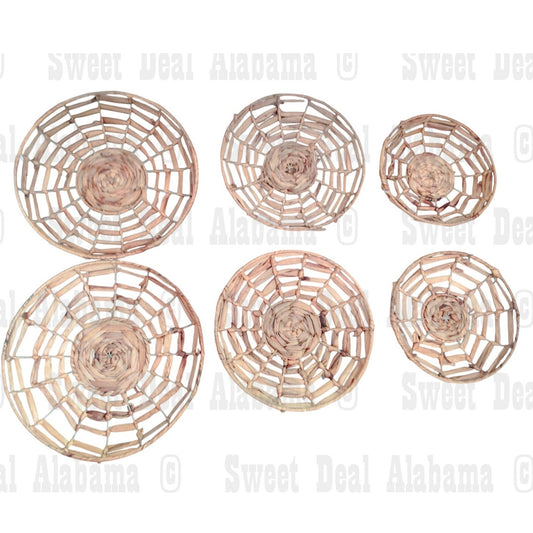 6-pack Hyacinth Woven Trays, 2 Each- 14"D, 12-1/4"D and 10-1/4"D, NIB