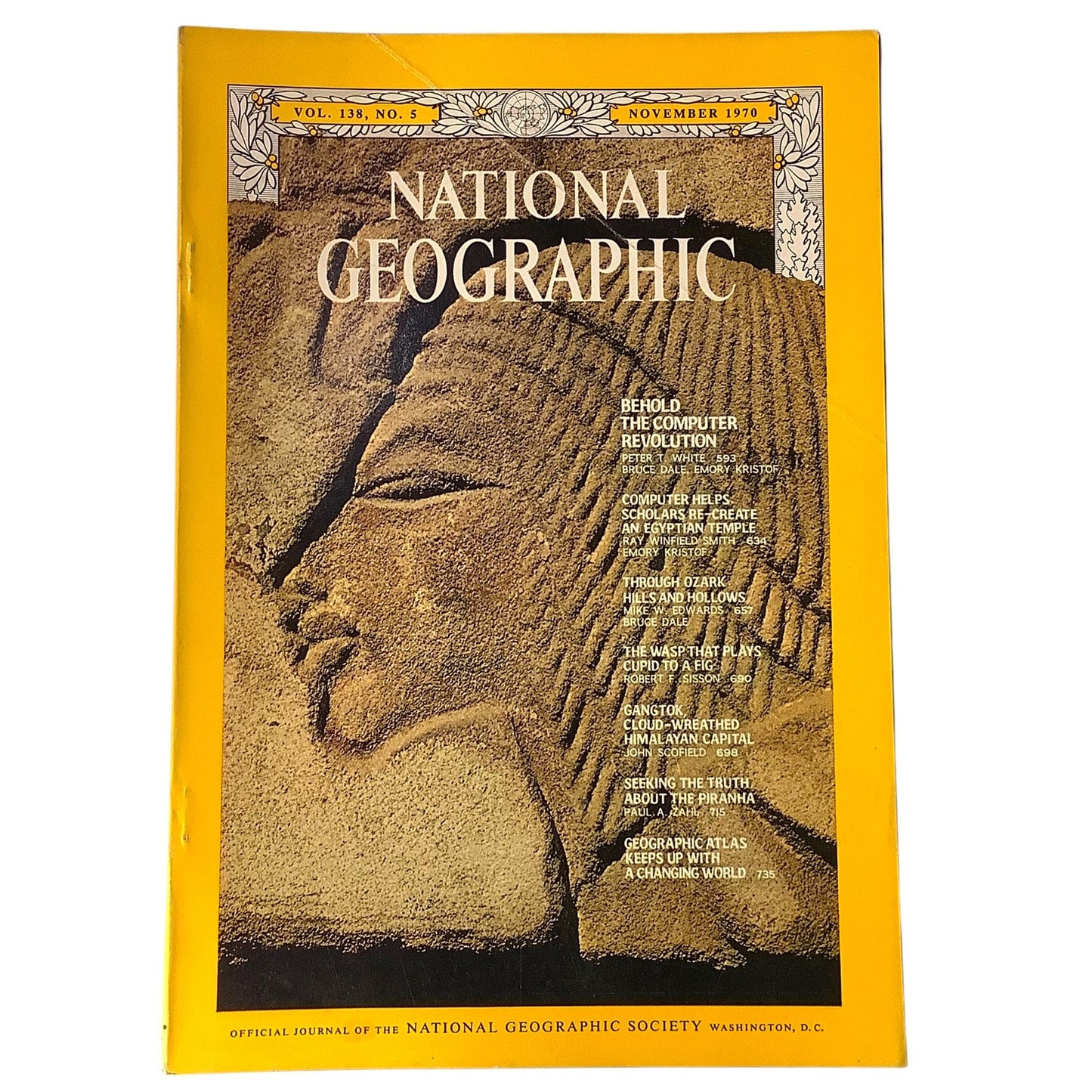 National Geographic Magazine NOV 1970, Computers, Ozark, Gangton, Piranha & More