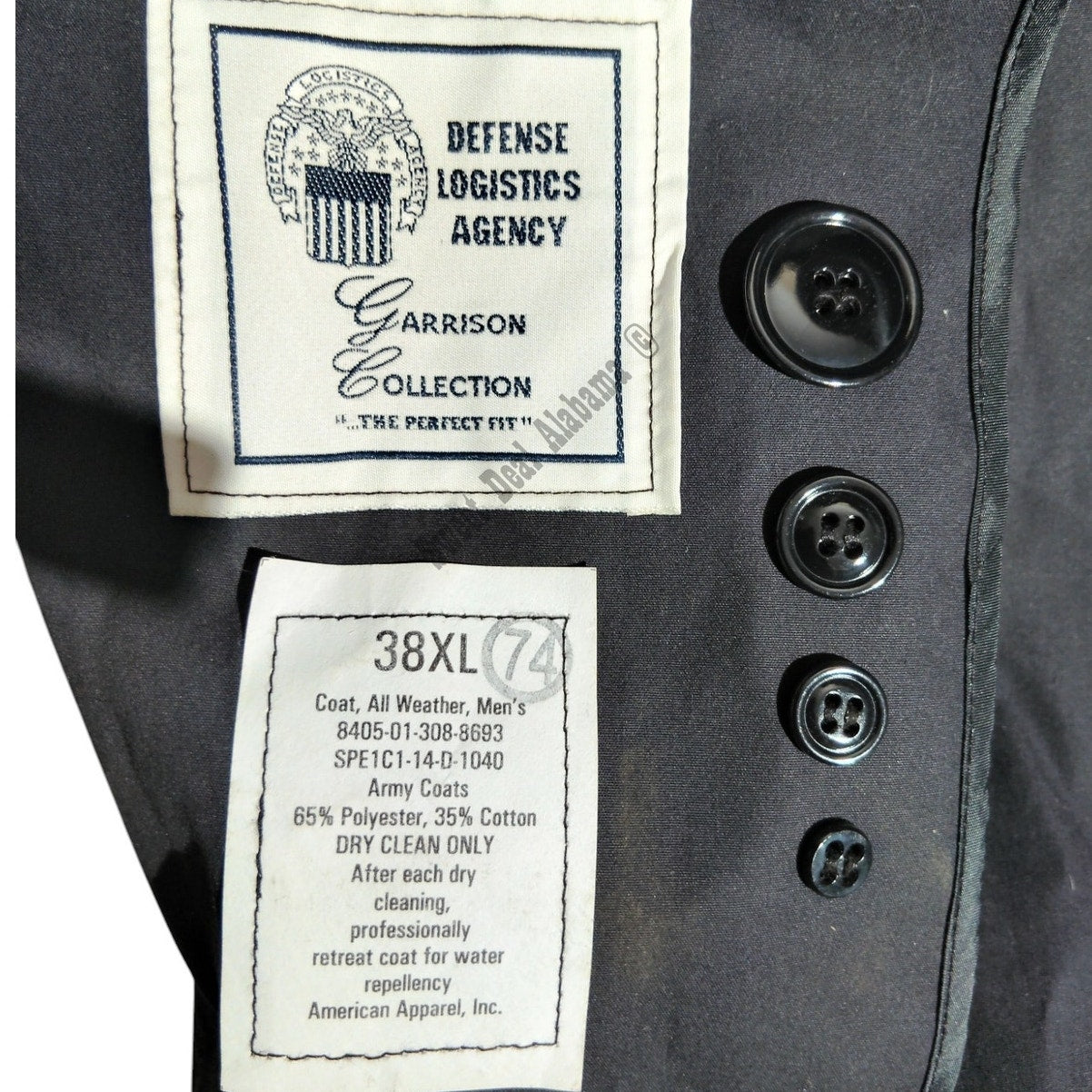 DSCP Army Trench Coat w/ Liner , Size 38XL, Garrison Collection, Made in U.S.A