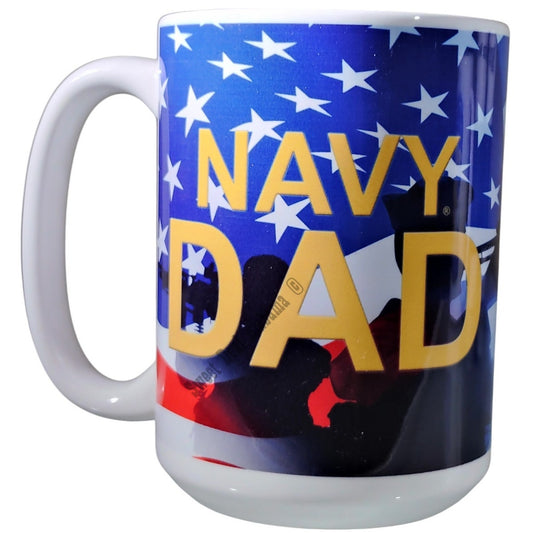 Orca Coatings Navy Dad / Navy Emblem Ceramic Large Handled 12 Oz. Coffee Mug