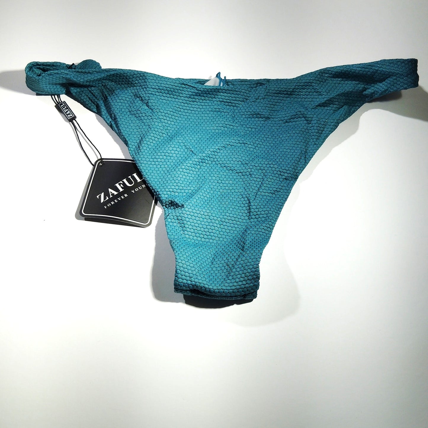 ZAFUL Textured Bikini Bottoms – Teal – Size 6 (Med) – 82/18 Nylon/Spandex – NWT