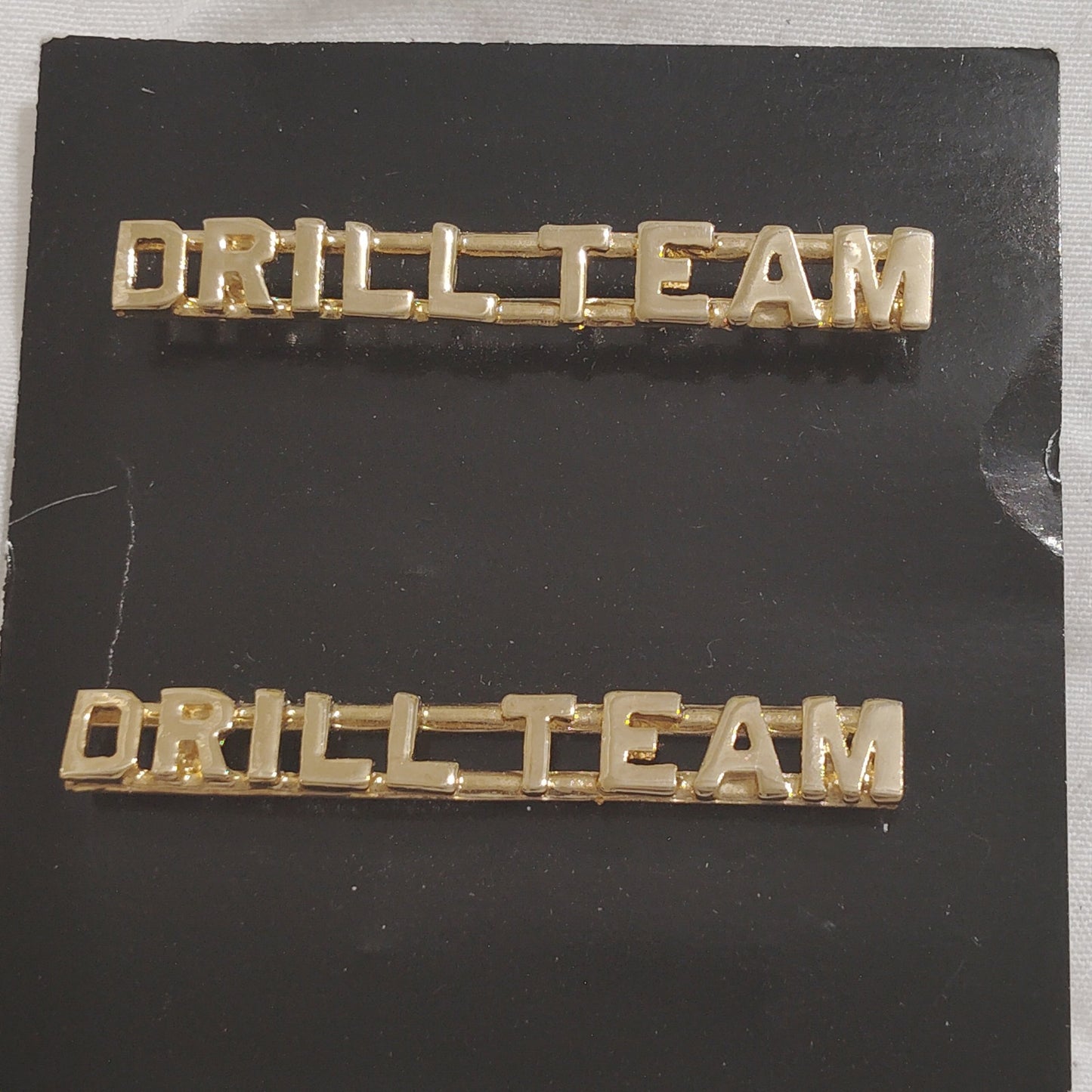 Drill Team Collar Insignia Letters Set (1 Pair), Gold, Dbl Clutch, 2.13" × .25"