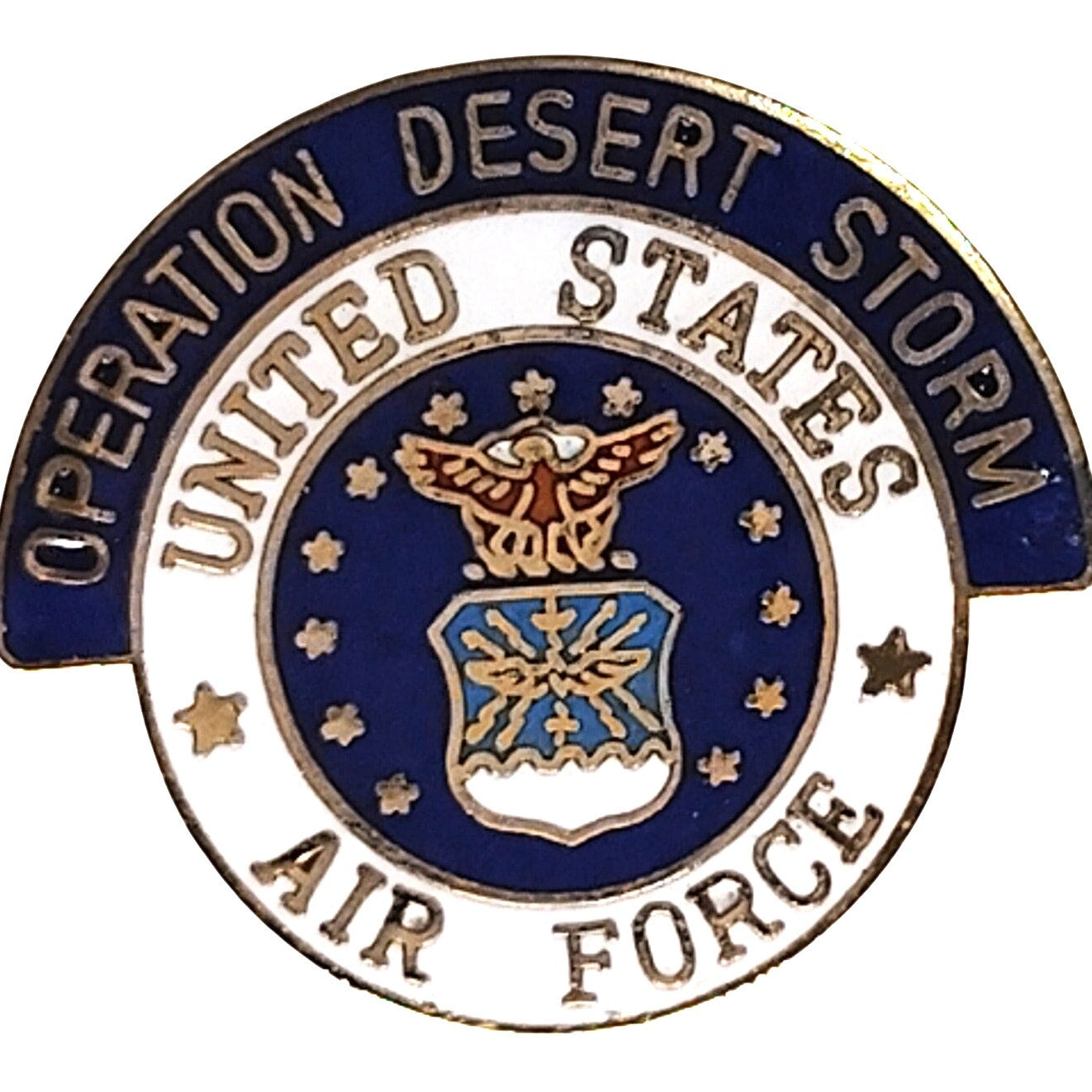Desert Storm USAF Seal Novelty Biker Jacket Hat Lapel Pin 1" × 3/4"