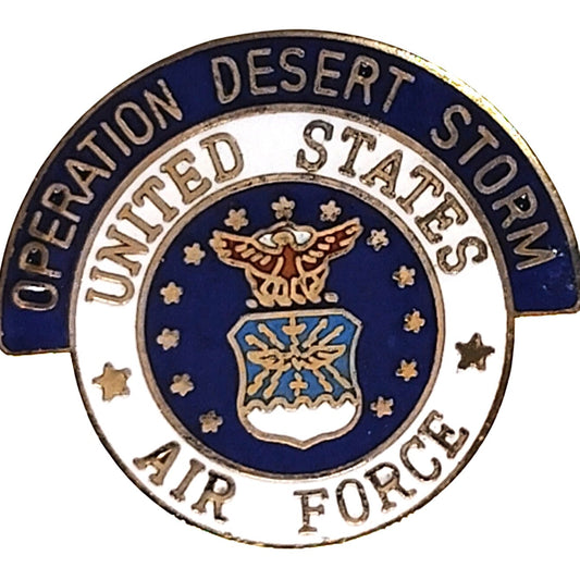 Desert Storm USAF Seal Novelty Biker Jacket Hat Lapel Pin 1" × 3/4"