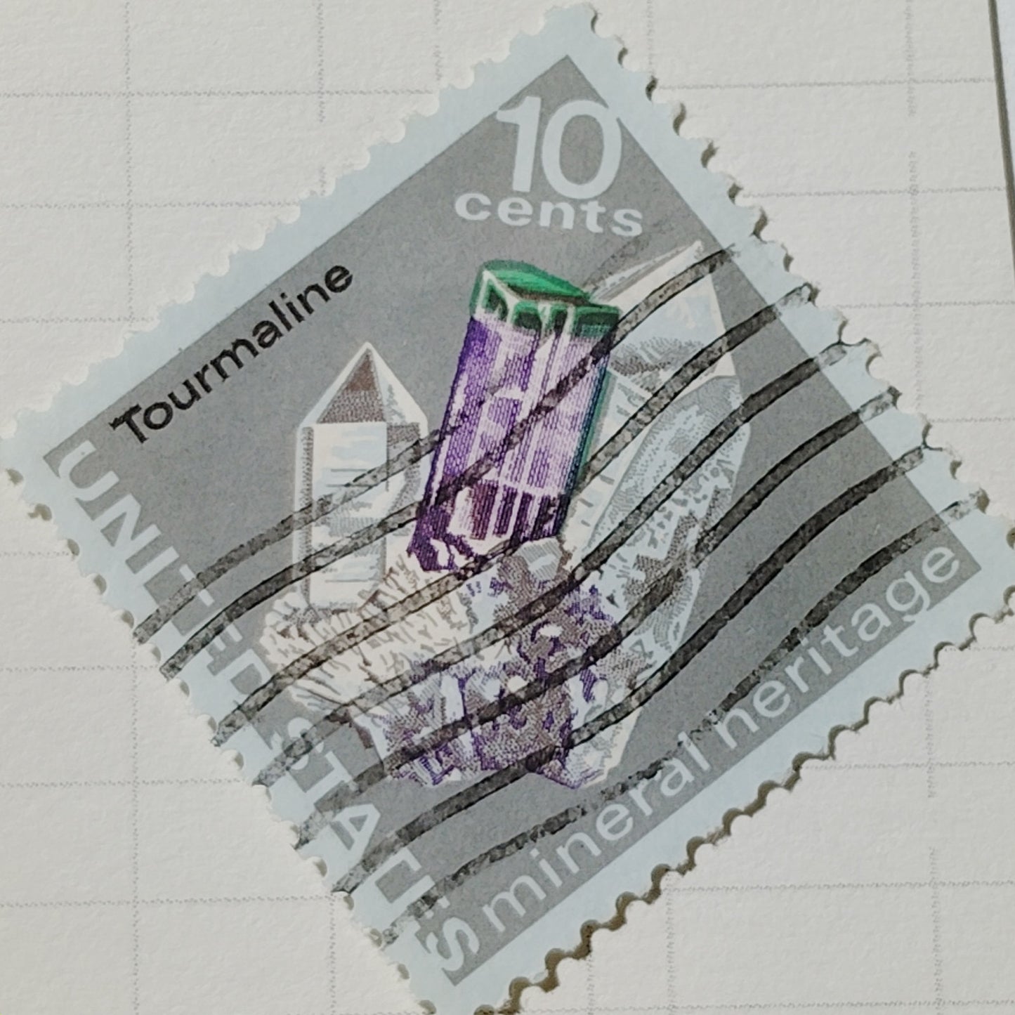 1974 US Postage Stamp Scott #1539 10c Mineral Heritage Tourmaline Used Canceled