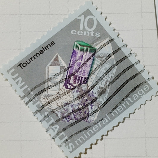 1974 US Postage Stamp Scott #1539 10c Mineral Heritage Tourmaline Used Canceled