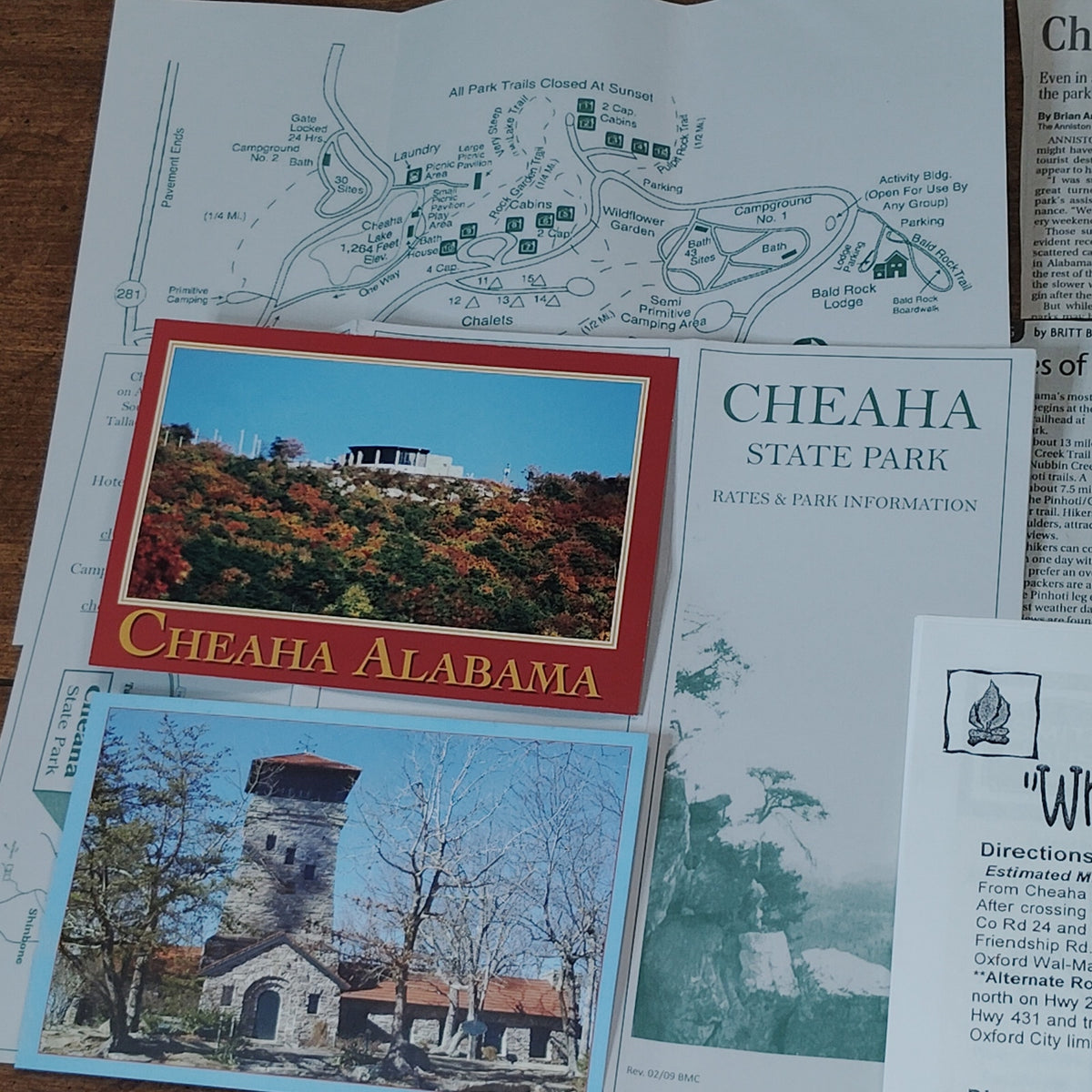 Cheaha State Park Alabama Ephemera Collection Postcards Map Clippings 2009
