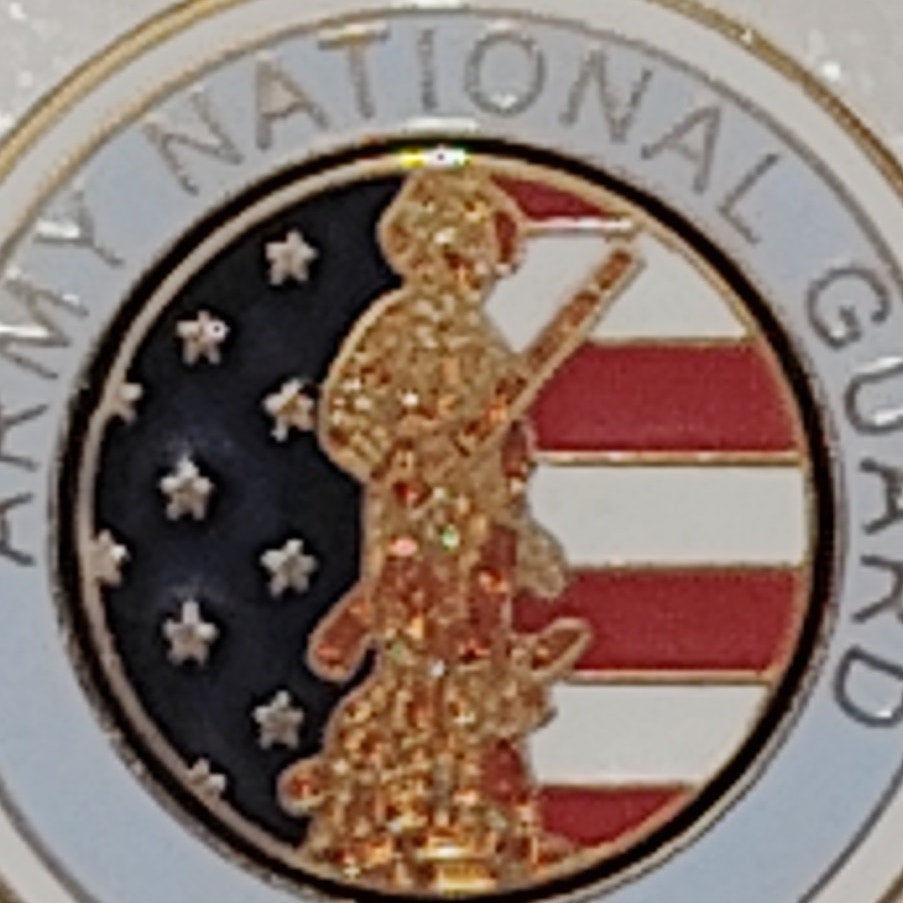 Army National Guard Novelty Hat/Lapel/Brooch Pin, Enamel Metal, Butterfly Clutch