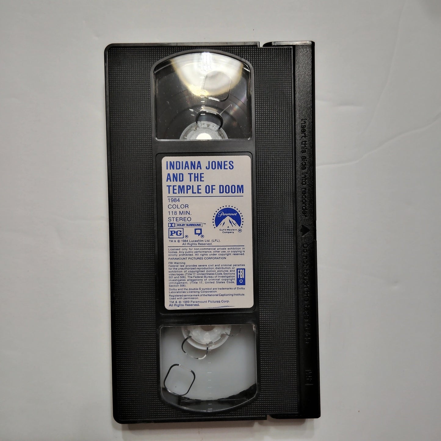 Indiana Jones and the Temple of Doom VHS 1989 Harrison Ford Adventure Vintage