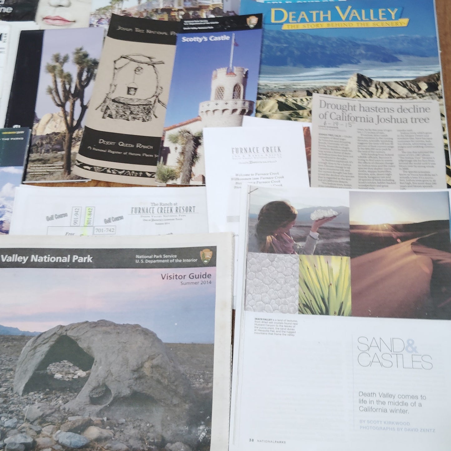 Death Valley & Palm Springs 2014 Travel Ephemera Lot - Vintage Brochures & Maps