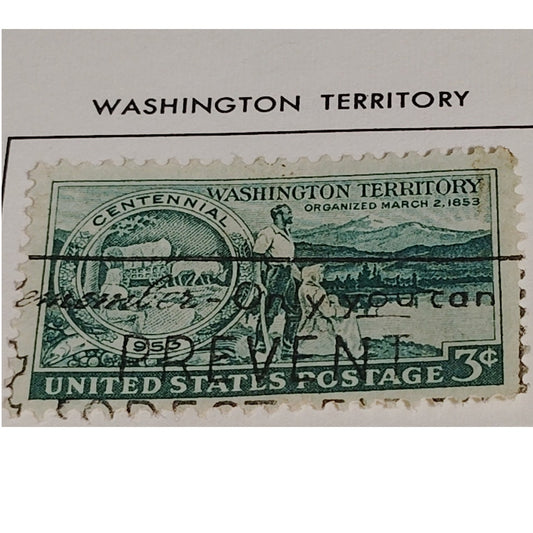 1953 3¢ Washington Territory Centennial Stamp – Scott 1019 – Pioneer Scene