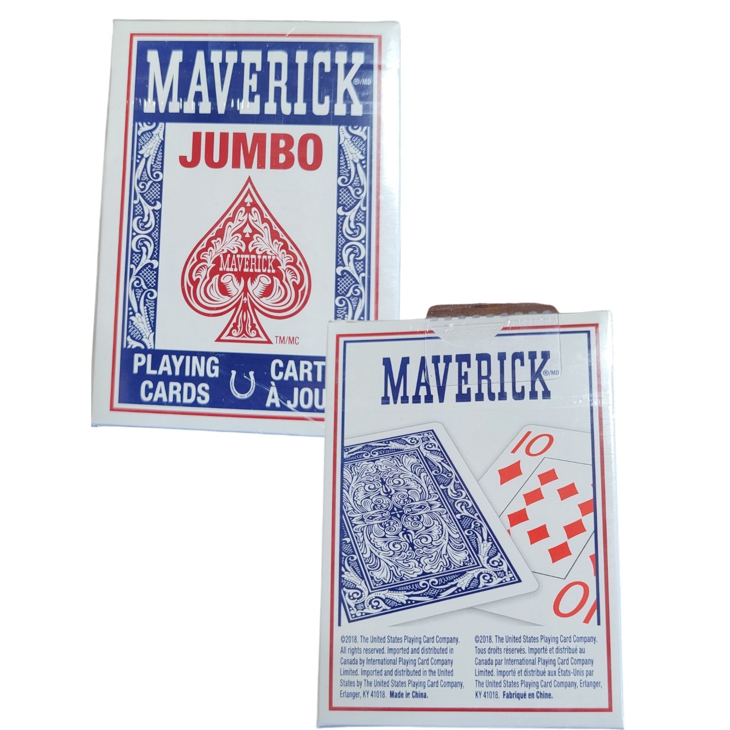 2 Decks, Maverick Jumbo Index Playing Cards, Blue Back, New in Packages