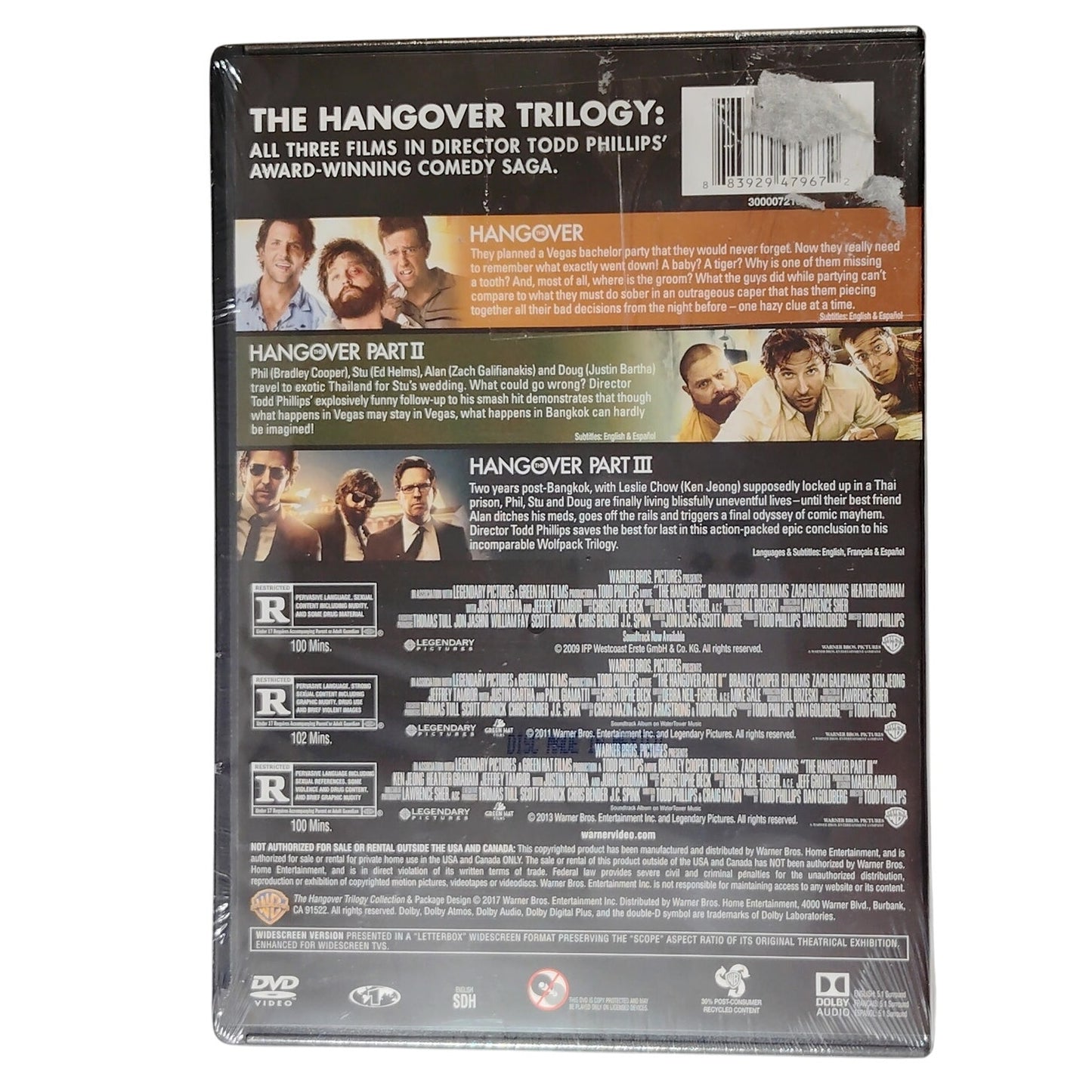 The Hangover Trilogy [DVD -2016] Bradley Cooper Ed Helms Zach Galifianakis