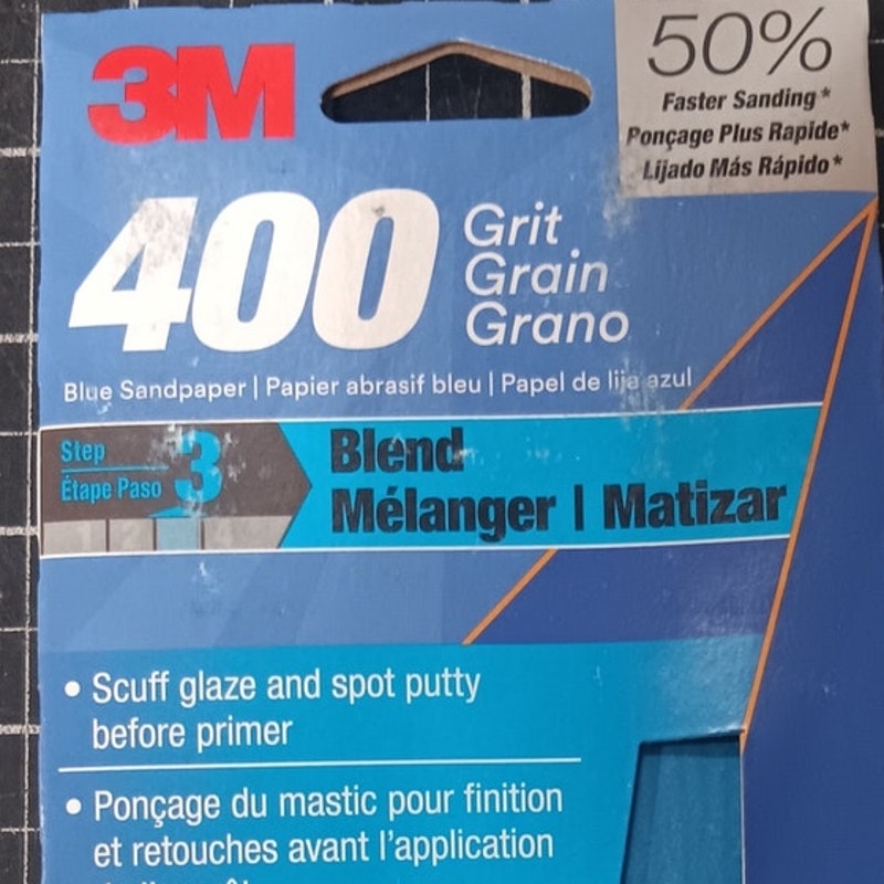 3M Pro Strength Blue Sandpaper – 400 Grit, 3 2/3" x 9", 16 Sheets (2-Pack)