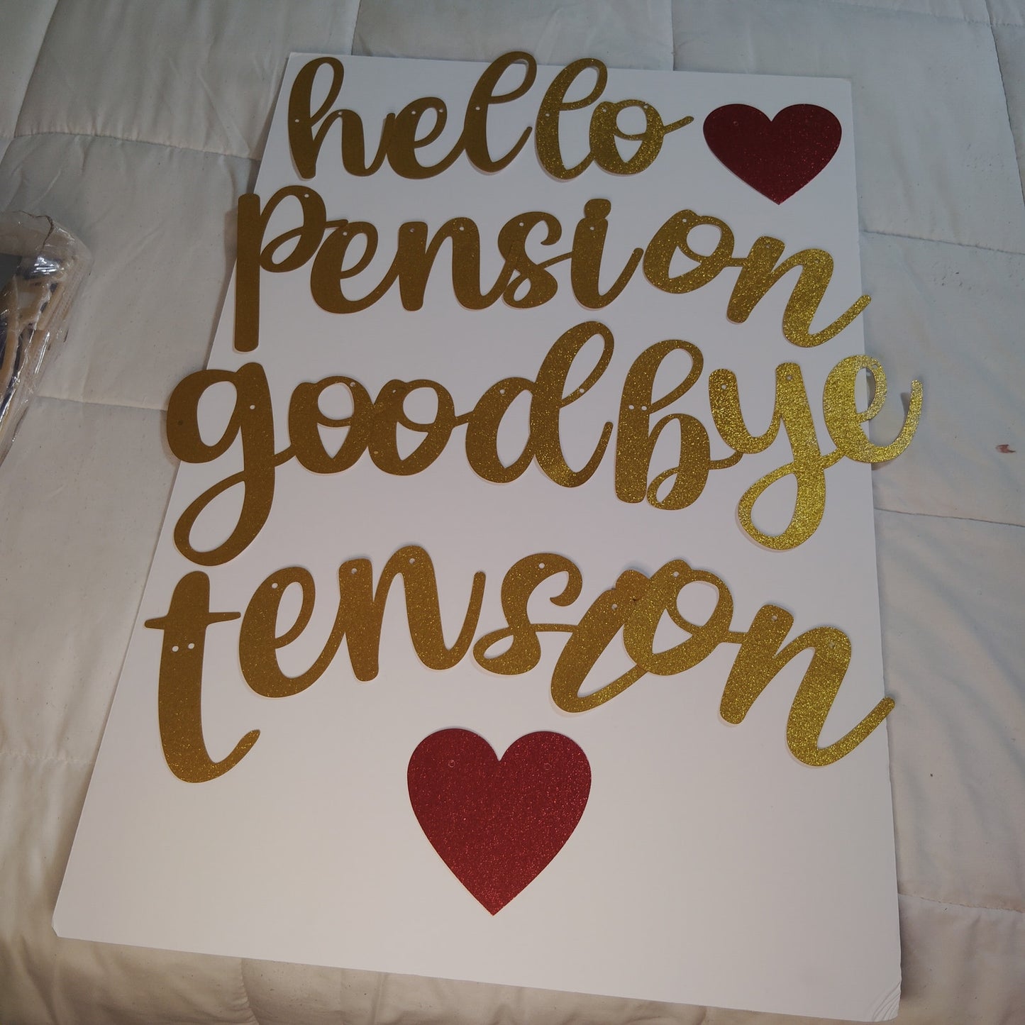 Retirement Party Decoration Set “Goodbye Tension Hello Pension” Banner & Cutouts