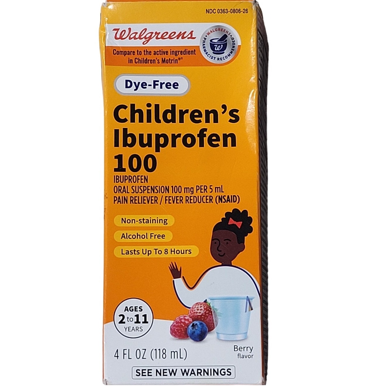 Walgreens Children's Dye-Free Ibuprofen 100 Oral Suspension Berry 4 fl oz