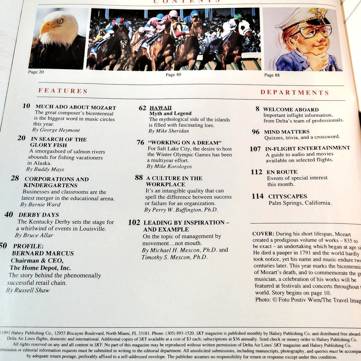 Delta SKY In-Flight Magazine April 1991 - Mozart, Alaska Fishing, Derby Days