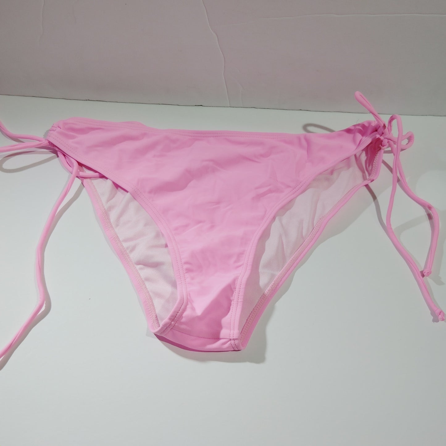 Tie‑Side Bikini Bottoms, Pink, XL (8-10) 32-34"W – 82/18 Nylon/Spandex  NWOT
