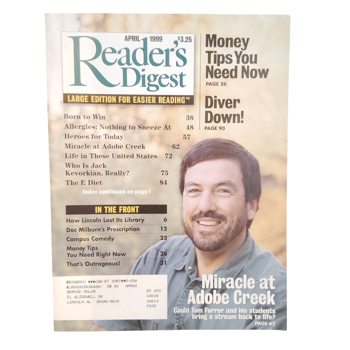 Reader's Digest April 1999 Large Print Edition Vintage Back Issue, Diver Down