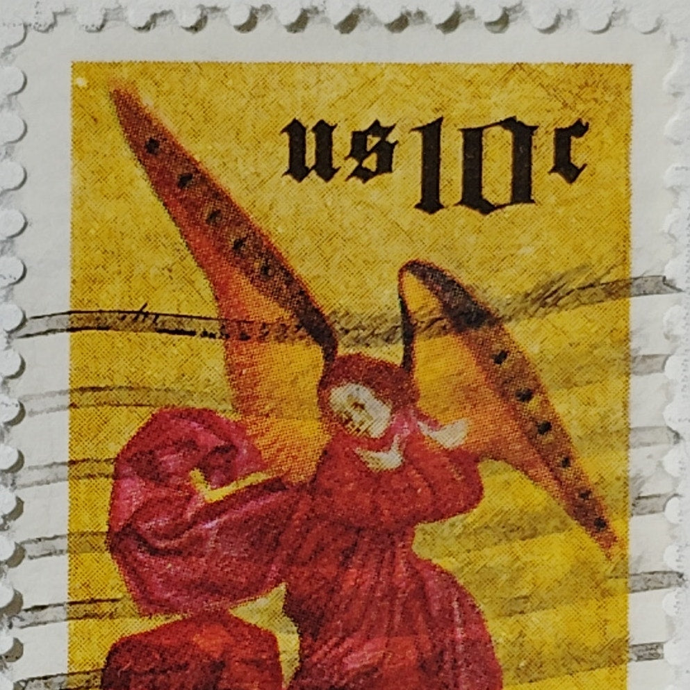 1974 U.S. Christmas 10¢ Angel Stamp – Scott 1550 – Perussis Altarpiece – Used