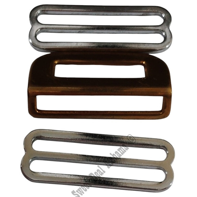 3 Webbing Military Surplus Parts, 2" Webbing Parade Belt Slider (2), Brass Piece