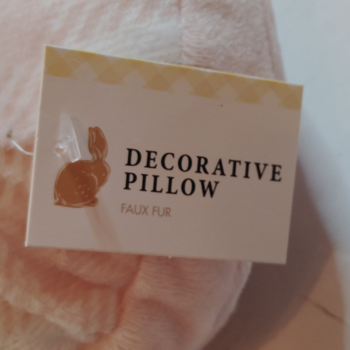 Spritz Pink Bunny Faux Fur Decorative Pillow 13.7" x 10" Plush