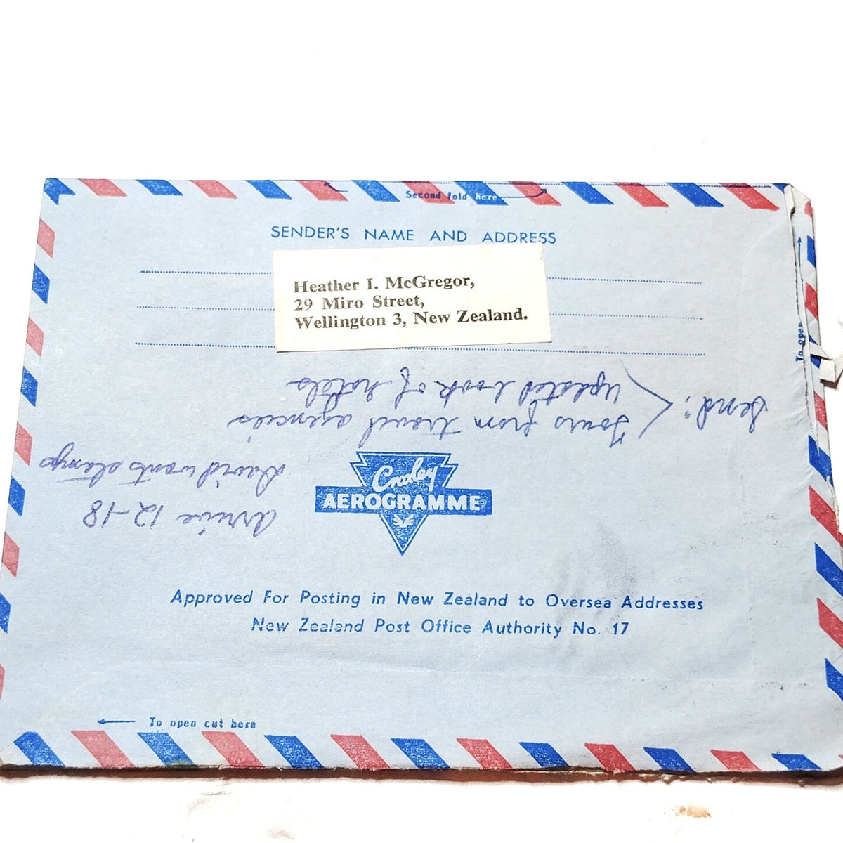 1972 New Zealand Aerogramme Cover 3c Lichen Moth & 6c Seahorse Stamps Airmail