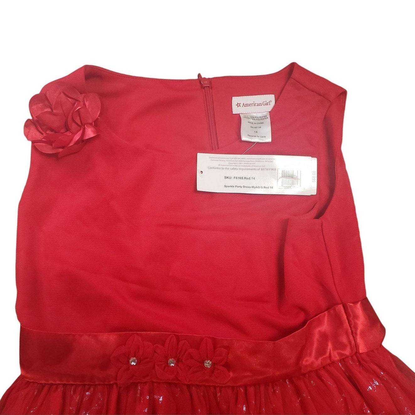 American Girl, Sparkling Twinkle Party Dress, Red, Size 14 , NWT