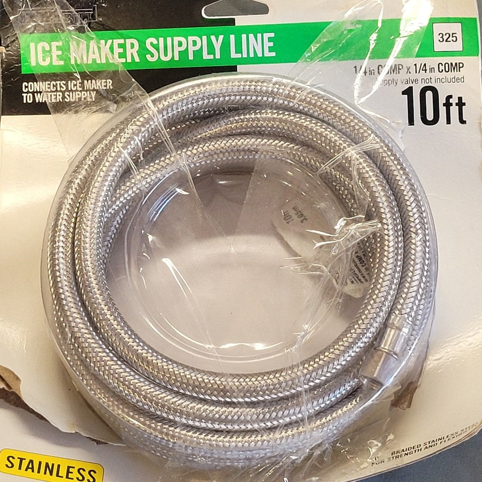 Everbilt 1/4" COMP X 1/4" COMP X 10 ft. Stainless Steel Ice Maker Connector