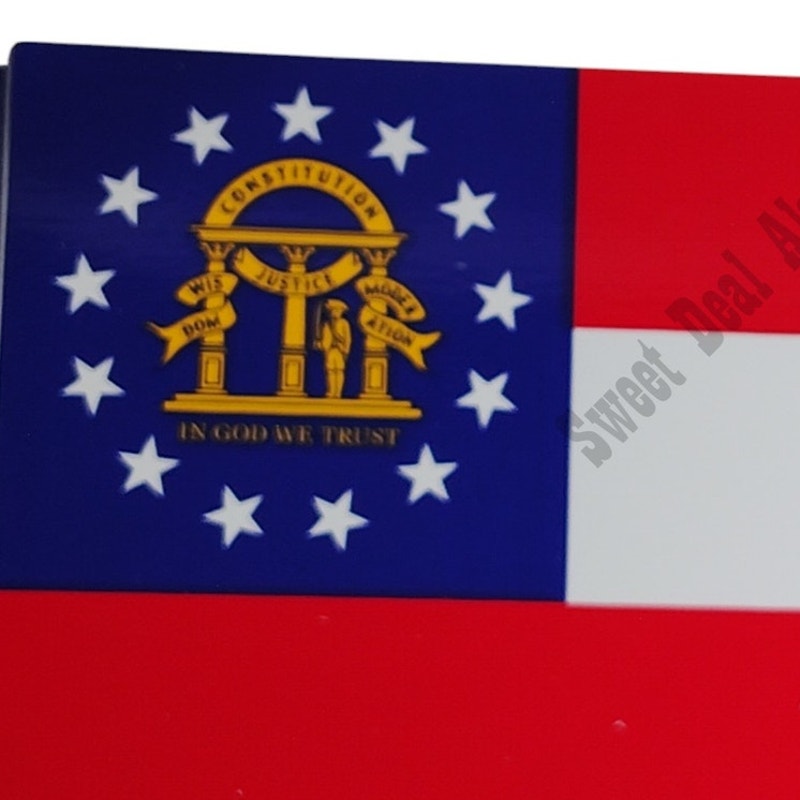 State of Georgia Flag by Zip Strips Removable Vinyl Bumper Sticker 7.5" x 3.75"