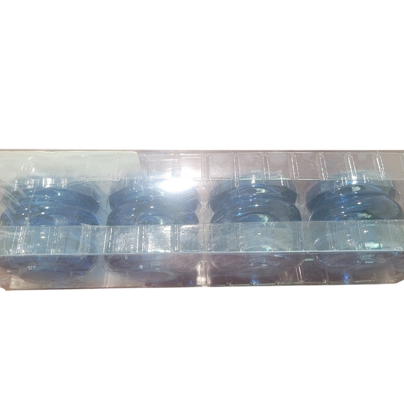 4pk Bubble Glass Taper Candle Holders – Blue – Sculpted Glass Accent
