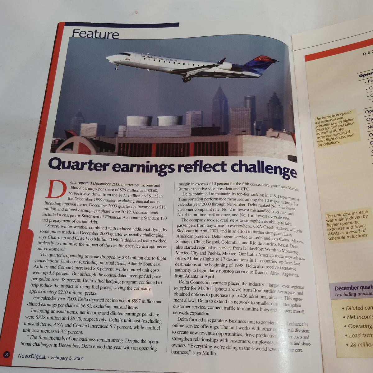 Delta News Digest - February 5, 2001 - Vintage Airline Magazine