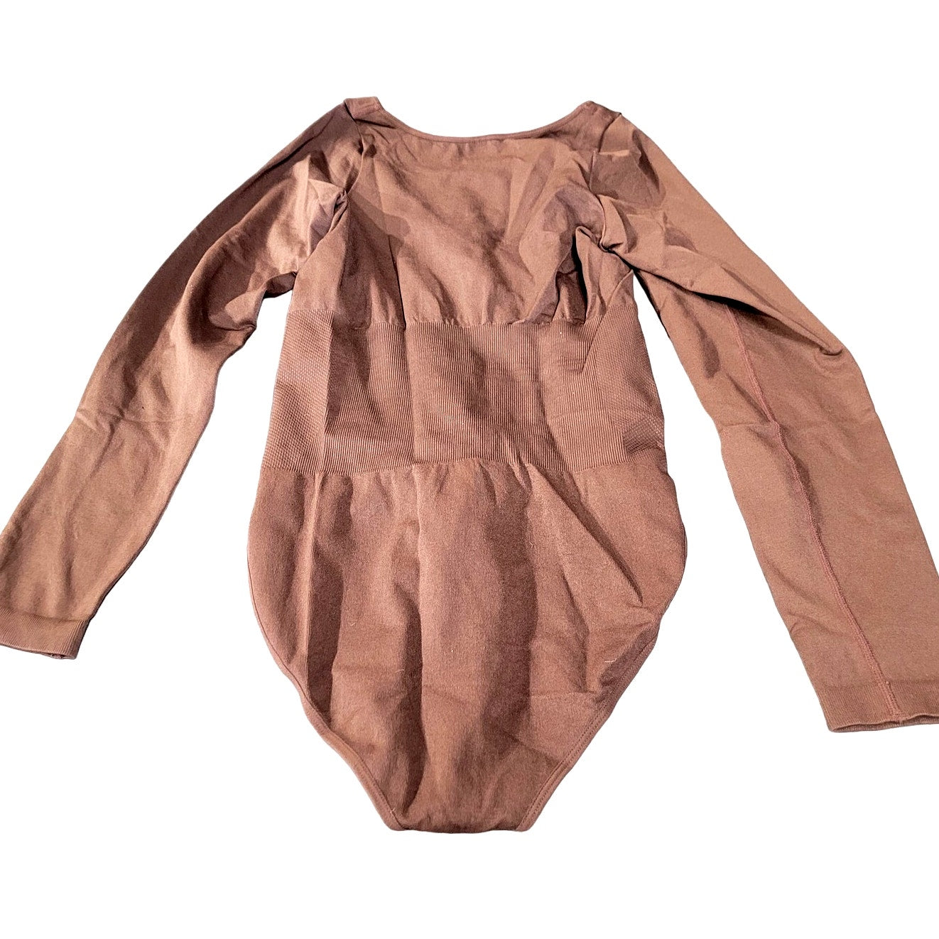 BRABIC L/S Bodysuit, Shapewear Seamless Round Neck Body Shaper, Brown, XL (12)