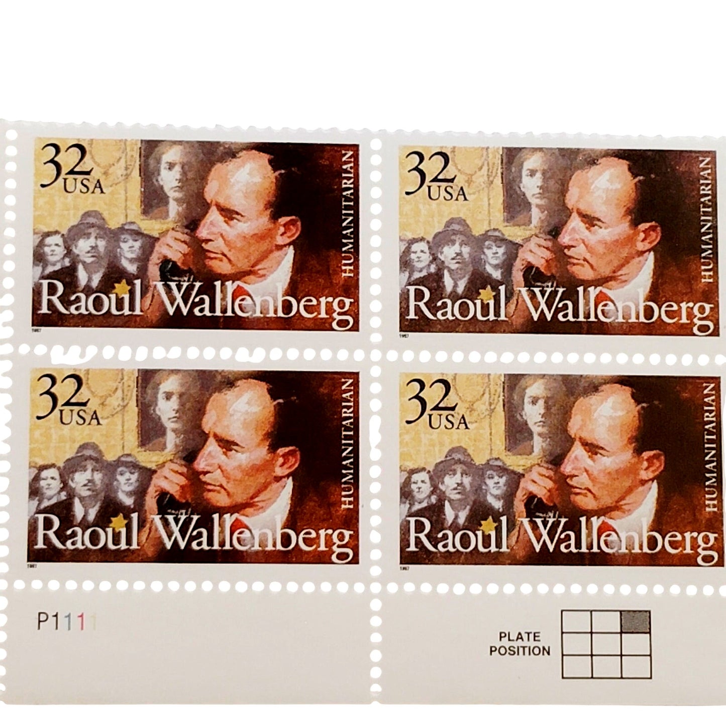 Block of 4 – 1997 USA 32¢ Raoul Wallenberg MNH Scott 3135 Plate Block